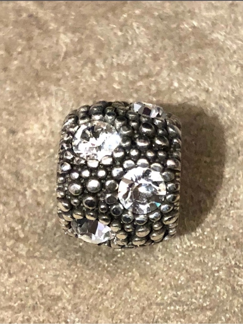 🆕Listing! 🆕 Brighton Rockstar bead Silver Clear crystals Dotted surface Retired